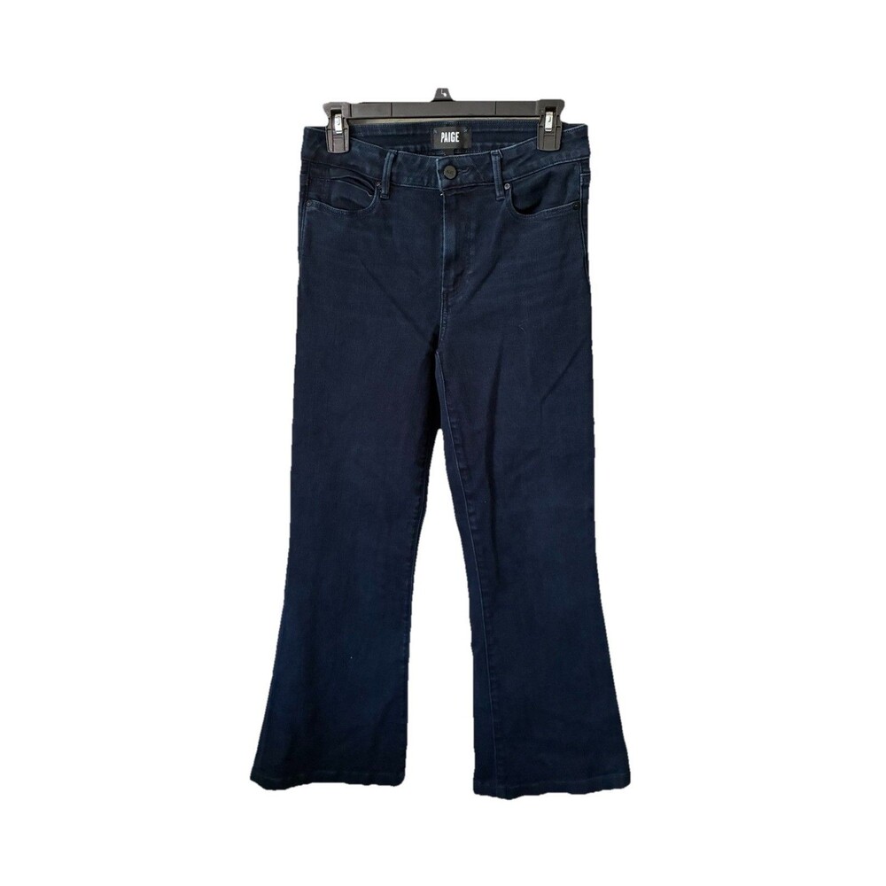 Paige Genevieve Flare Jeans Womens Size 27 Dark Blue High Rise Stretch Denim